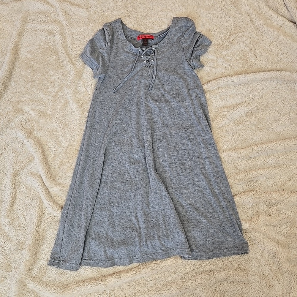 NWOT Hot Kiss Gray Lace‑Up Mini Dress - Size M
